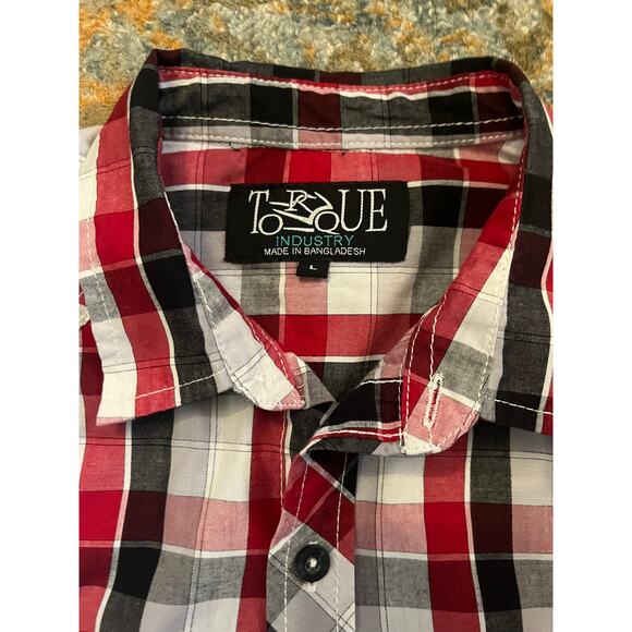 Torque Industry Men’s Long Sleeve Button Up Plaid Shirt, L - Picture 2 of 4